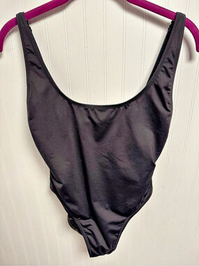 SKIMS Recycled Swim Scoop Neck One Piece Black Swimsuit Size Large NWT